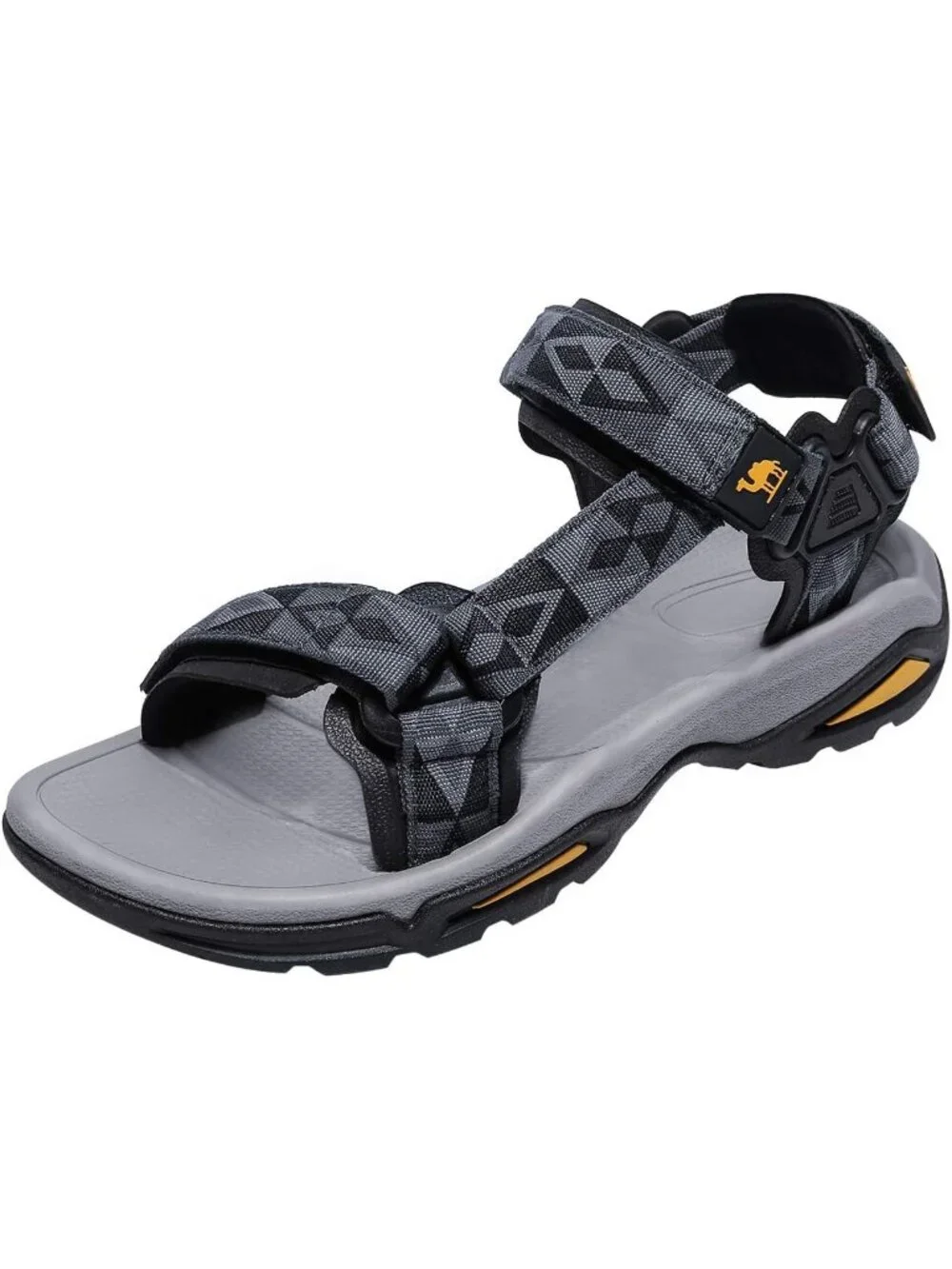 Men's Grey Black Arch Support Open Toe Beach Comfortable Hiking Sandals Shoes